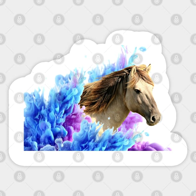 Horse Colorful Pop Art, White Wild Horse Sticker by reesea